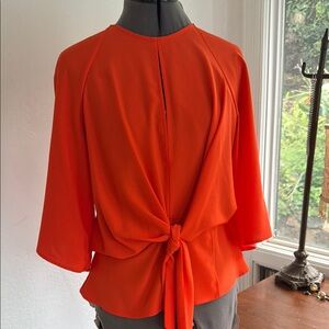 Topshop Women’s Orange Tie-Front Blouse with Open Back